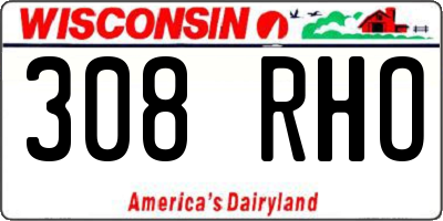 WI license plate 308RHO