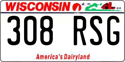 WI license plate 308RSG