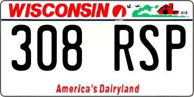 WI license plate 308RSP
