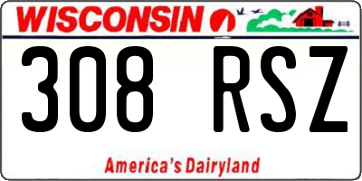 WI license plate 308RSZ