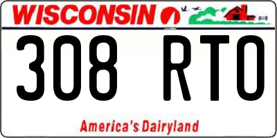 WI license plate 308RTO