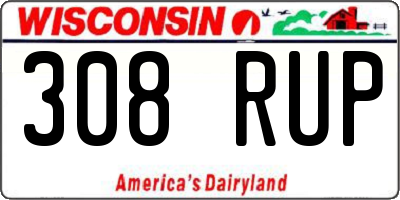 WI license plate 308RUP