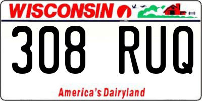 WI license plate 308RUQ