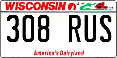 WI license plate 308RUS