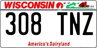 WI license plate 308TNZ