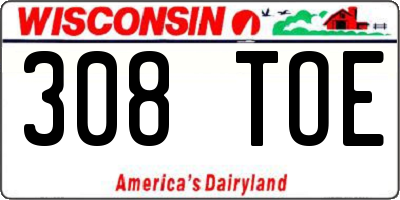 WI license plate 308TOE
