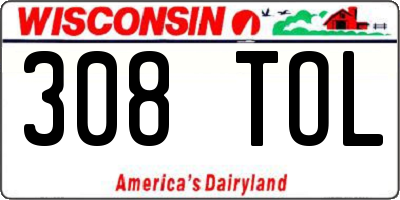 WI license plate 308TOL