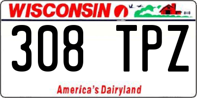 WI license plate 308TPZ