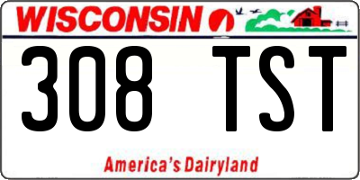 WI license plate 308TST