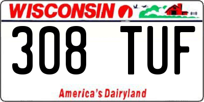 WI license plate 308TUF