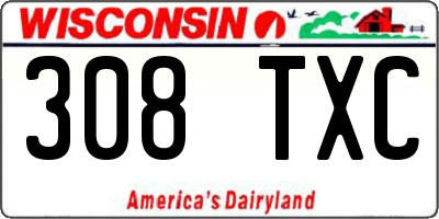 WI license plate 308TXC