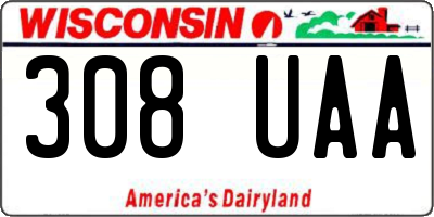 WI license plate 308UAA