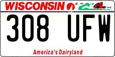 WI license plate 308UFW