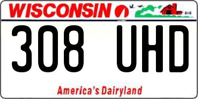 WI license plate 308UHD