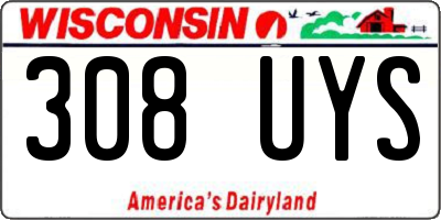 WI license plate 308UYS