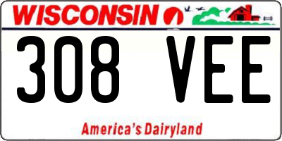 WI license plate 308VEE