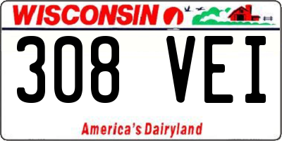 WI license plate 308VEI