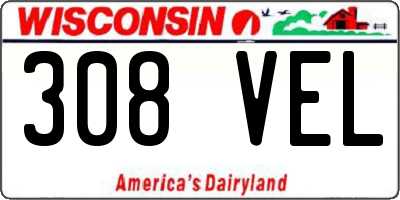 WI license plate 308VEL