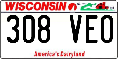 WI license plate 308VEO