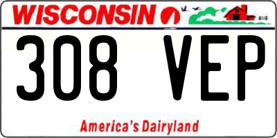 WI license plate 308VEP