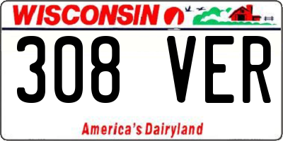 WI license plate 308VER