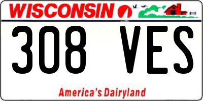 WI license plate 308VES