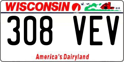 WI license plate 308VEV