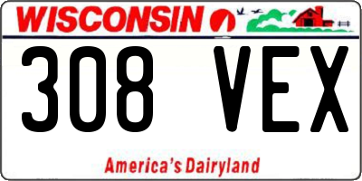 WI license plate 308VEX