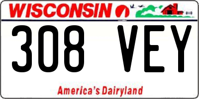 WI license plate 308VEY