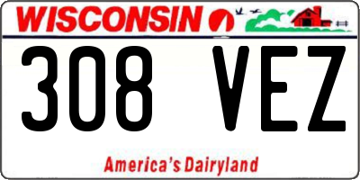 WI license plate 308VEZ