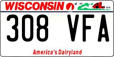 WI license plate 308VFA