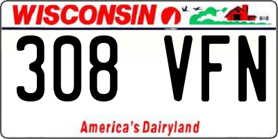 WI license plate 308VFN