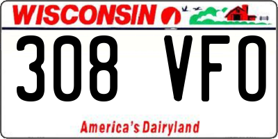 WI license plate 308VFO