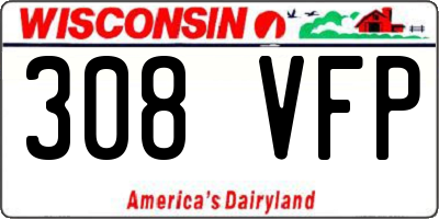 WI license plate 308VFP