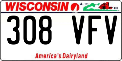WI license plate 308VFV