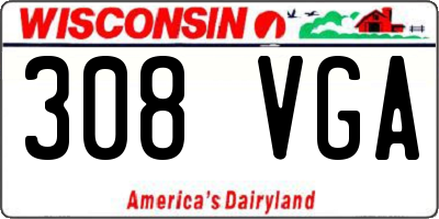 WI license plate 308VGA