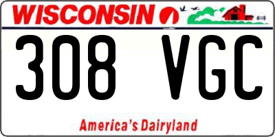 WI license plate 308VGC