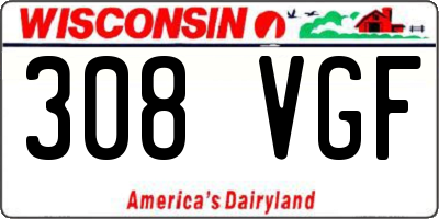 WI license plate 308VGF