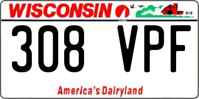 WI license plate 308VPF