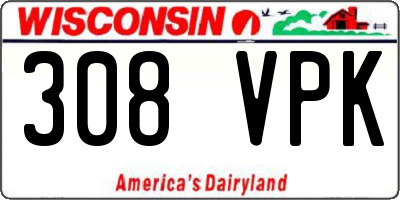 WI license plate 308VPK