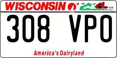 WI license plate 308VPO
