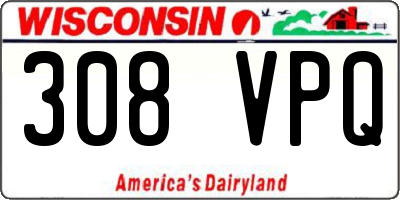 WI license plate 308VPQ