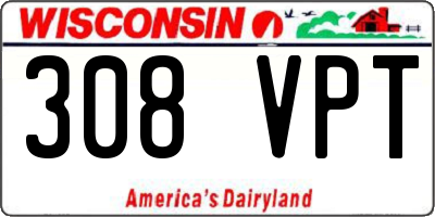 WI license plate 308VPT