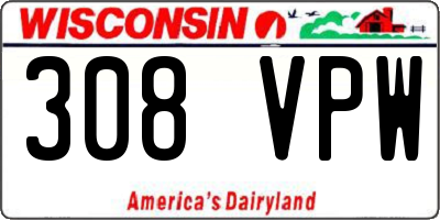 WI license plate 308VPW