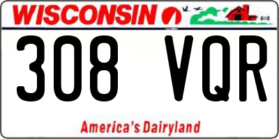 WI license plate 308VQR