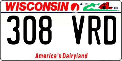 WI license plate 308VRD