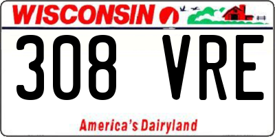 WI license plate 308VRE