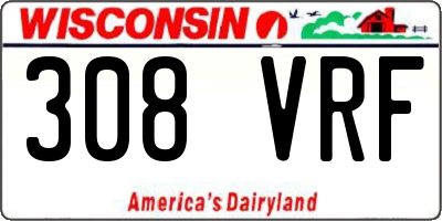 WI license plate 308VRF