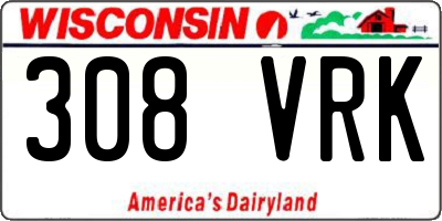 WI license plate 308VRK