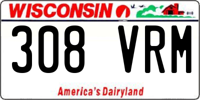WI license plate 308VRM